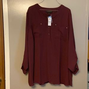 Lane Bryant Maroon Button Top 22/24